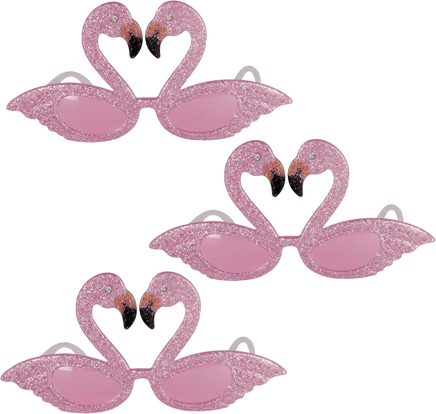 Beistle 3 Piece Glittered Flamingo Novelty Glasses for Luau Party Favors