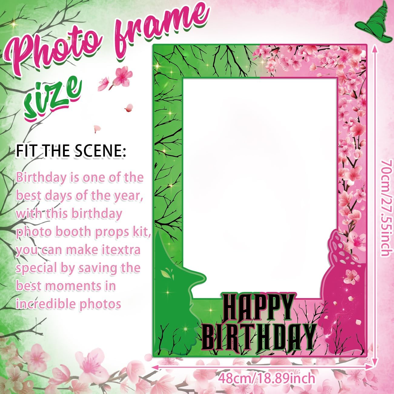 Pink and Green Birthday Photo Booth Props Kit