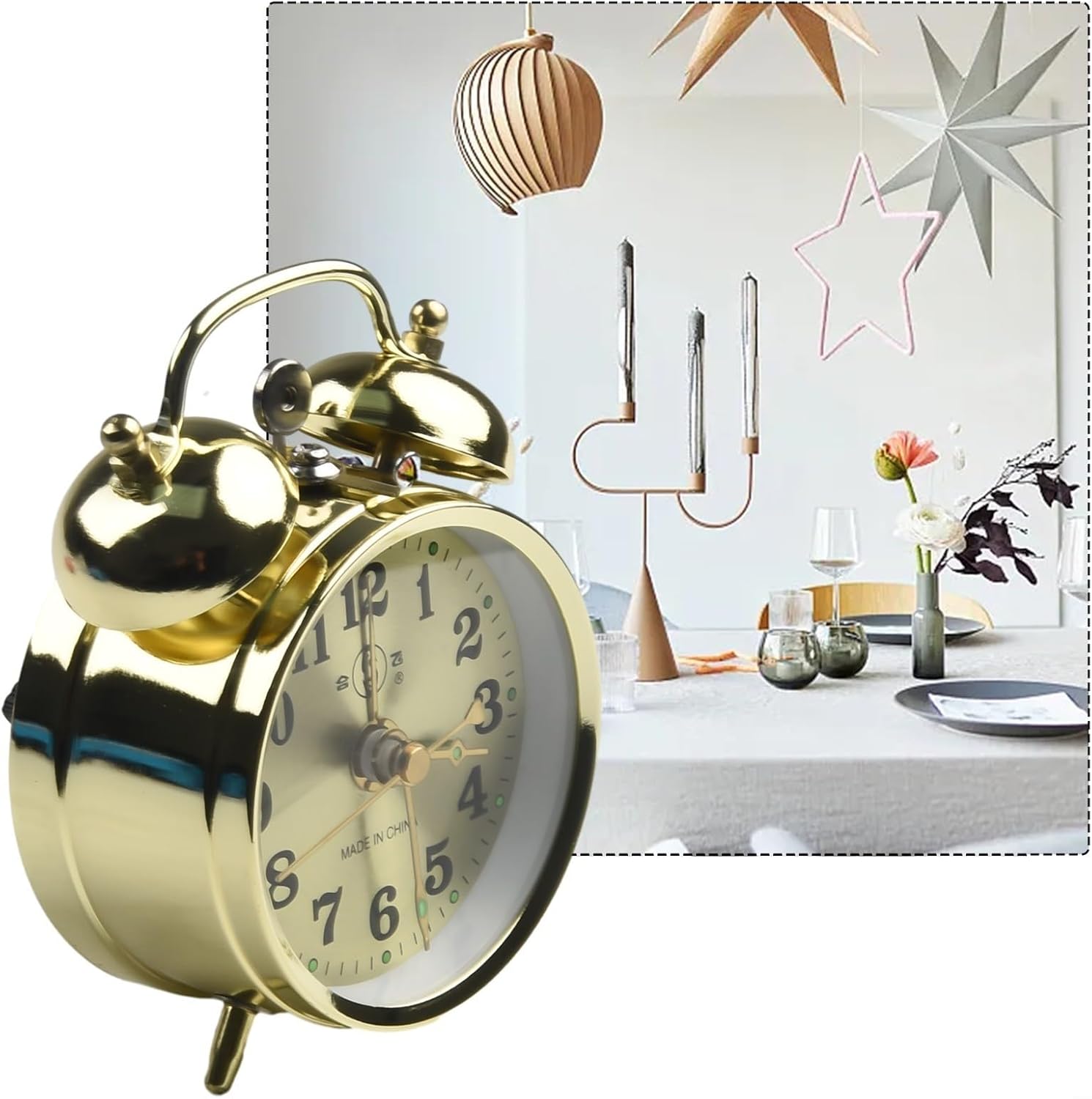 Vintage Mechanical Gold Horseshoe Alarm Clock