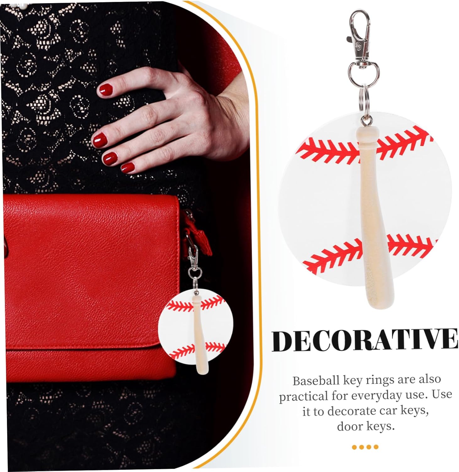 VALICLUD 2pcs Baseball Themed Durable Acrylic Keychains