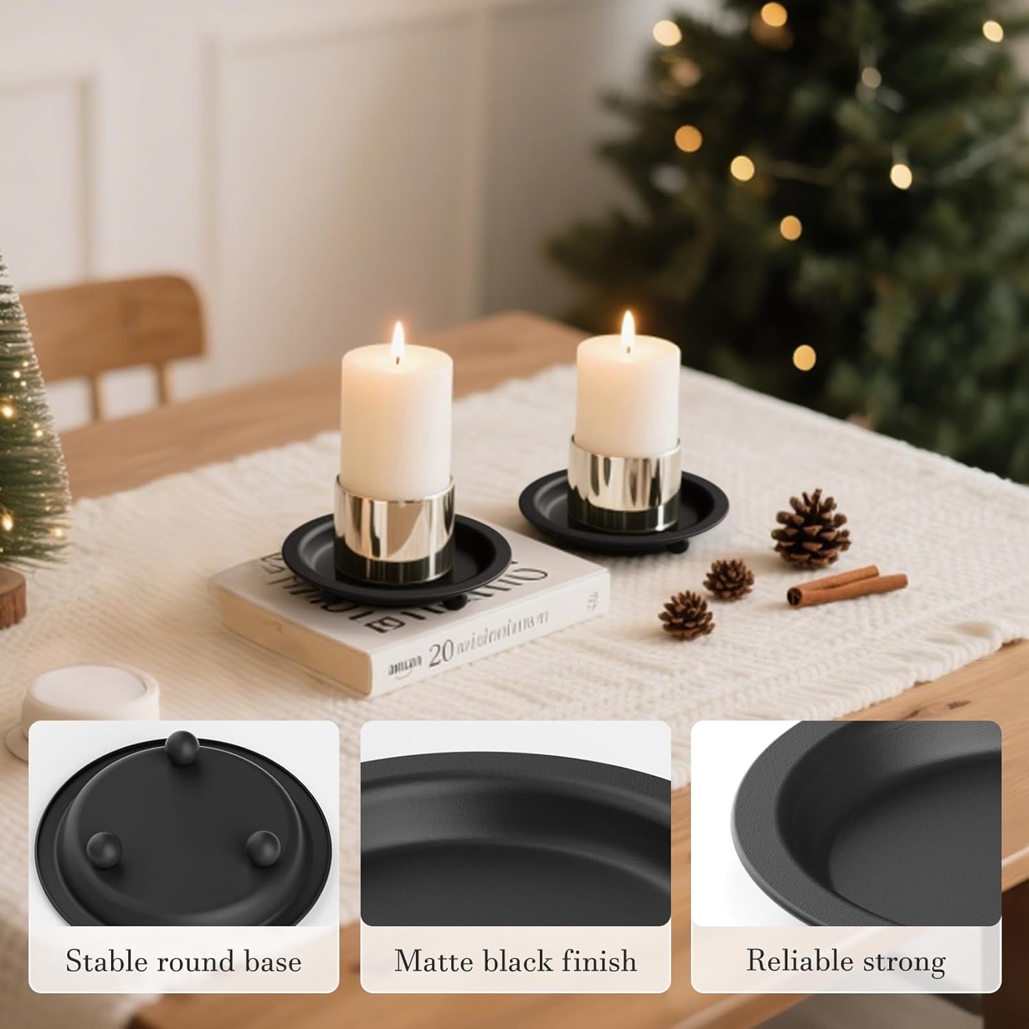 Beeutik Black Candlestick Holder Set of 2