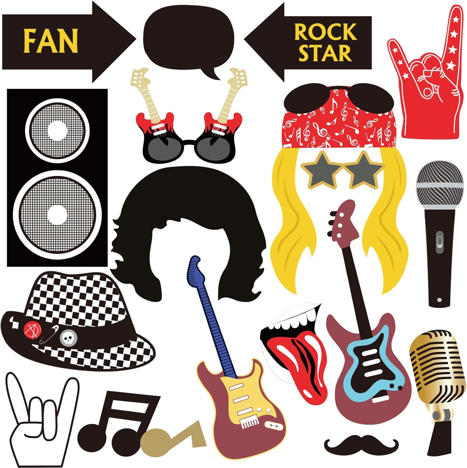 Paper Jazz Rock and Roll Party Decorations 18pcs