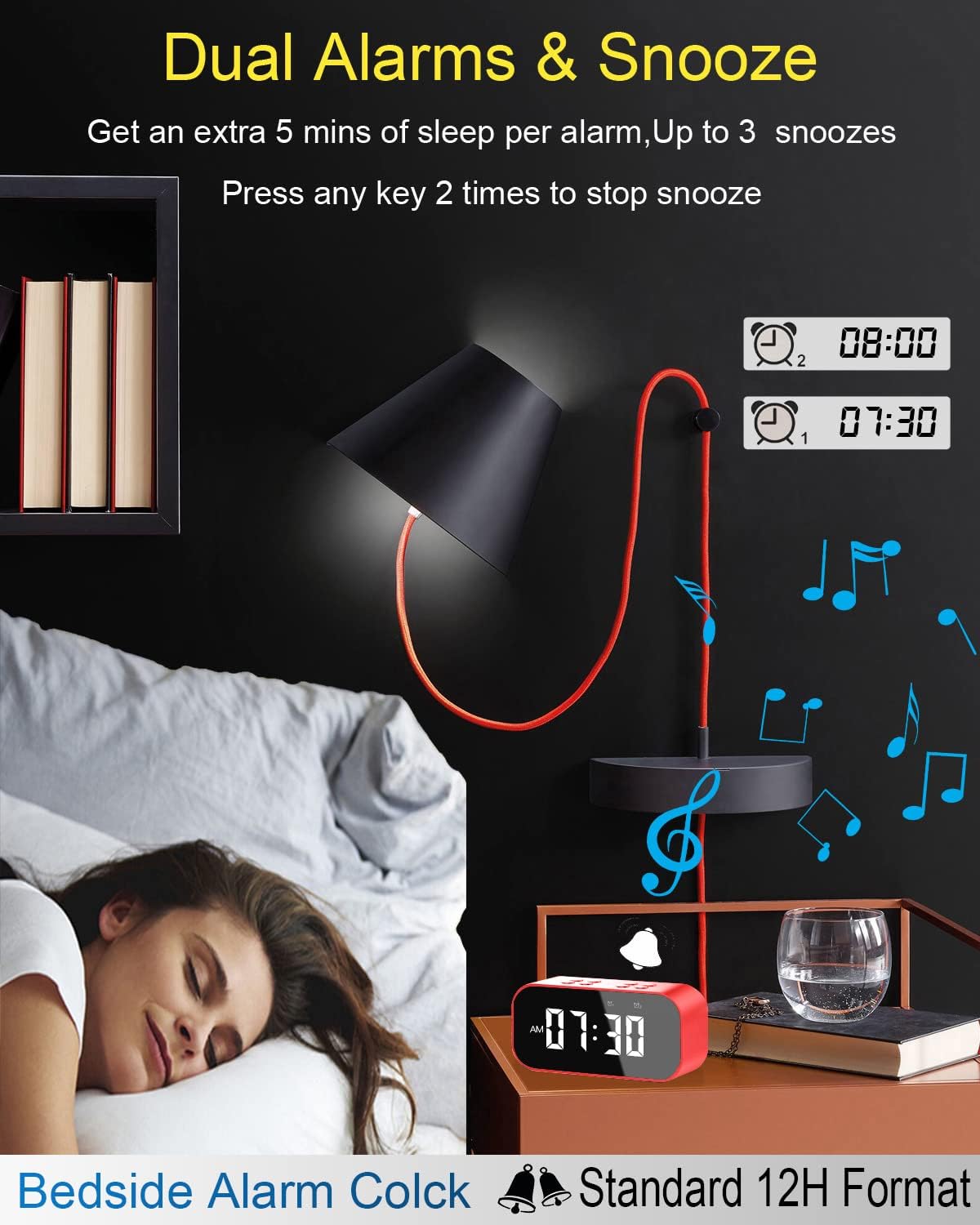 AFK Alarm Clock with Bluetooth Speaker and LED Display