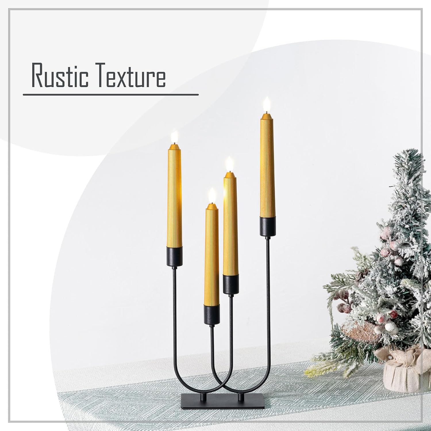 Smtyle Candelabra Fireplace Black Candlesticks Set of 4