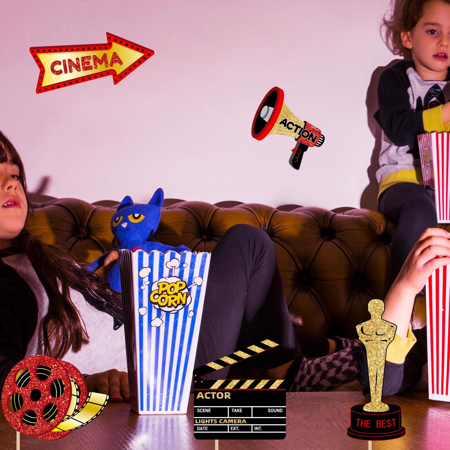 Movie Night Photo Booth Props Hollywood Theme Decorations