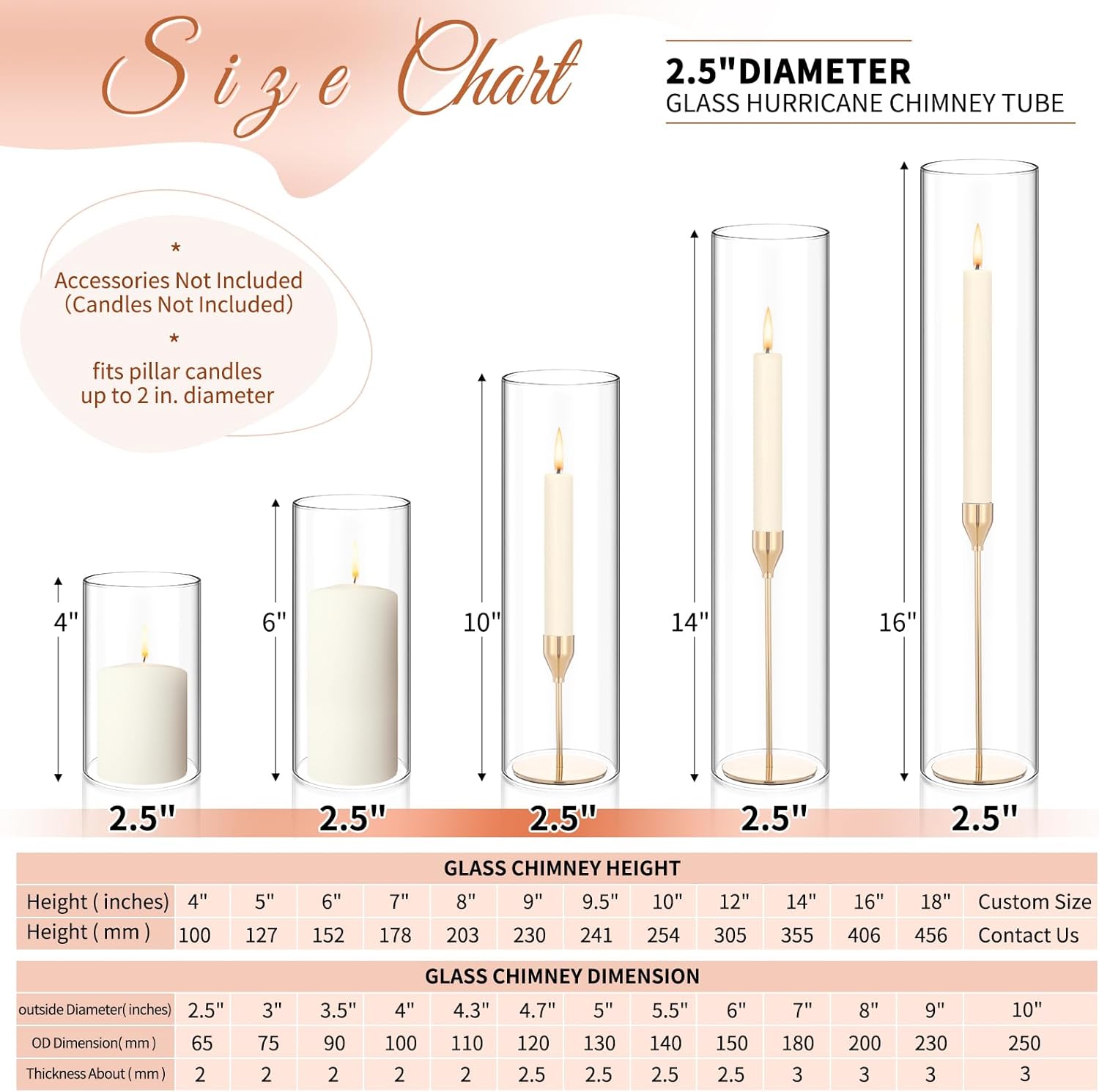 Showgeous 6 Piece Hurricane Candle Holder Set