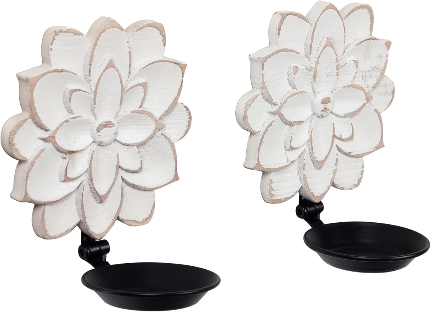 Farmhouse Candle Sconces Set of Two with Distressed Finish