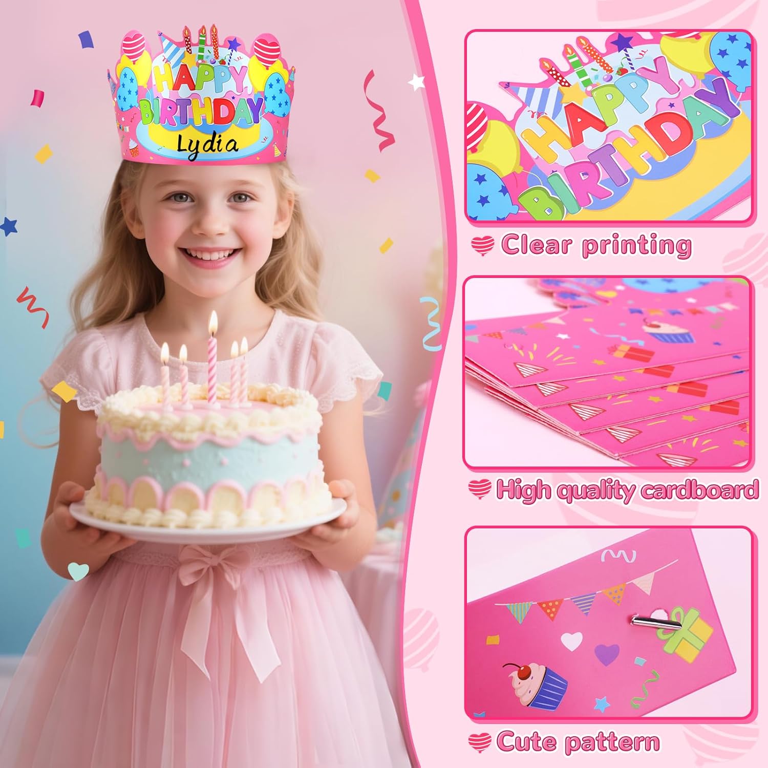 VEKDA 30 Pcs Birthday Crowns for Kids Classroom