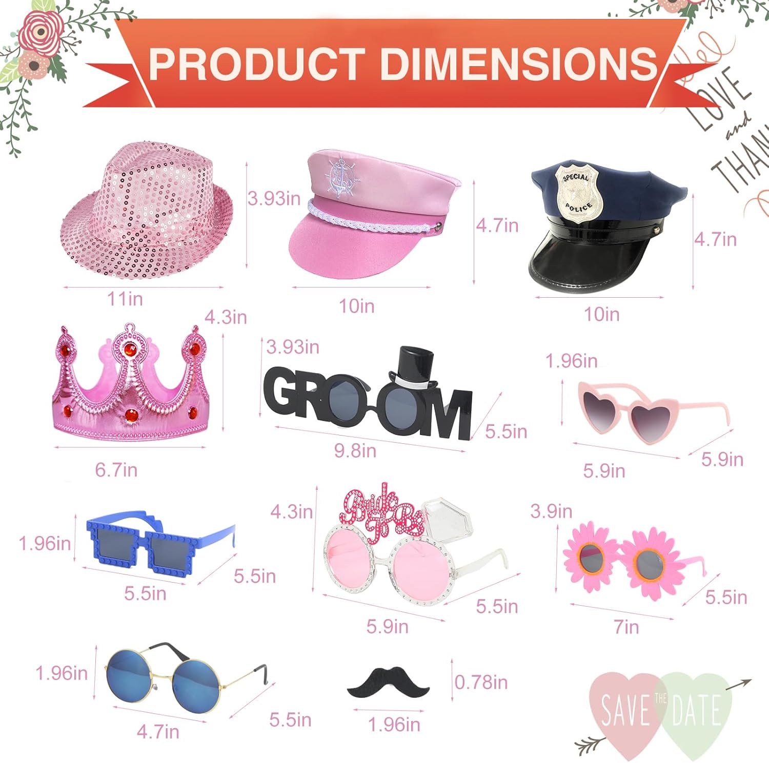 18 Pcs Fun Photo Booth Props Set for Adults