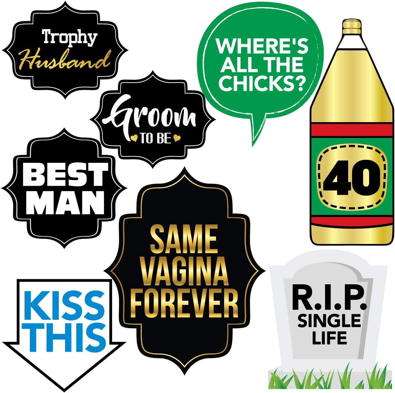 Bachelor Party Photo Booth Props 37 Piece Set