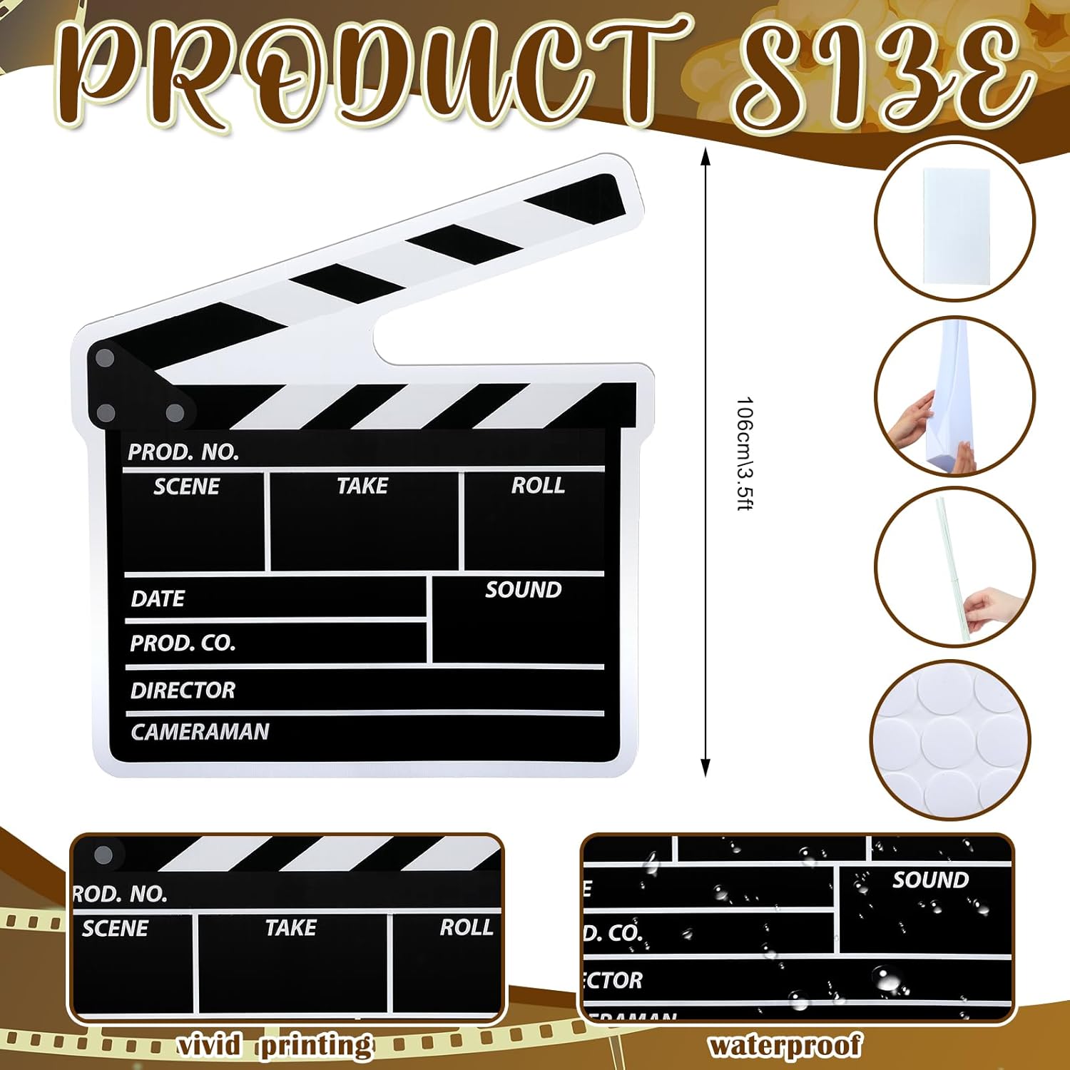 Yookeer 42 Inch Movie Clapboard Stand Up Decor