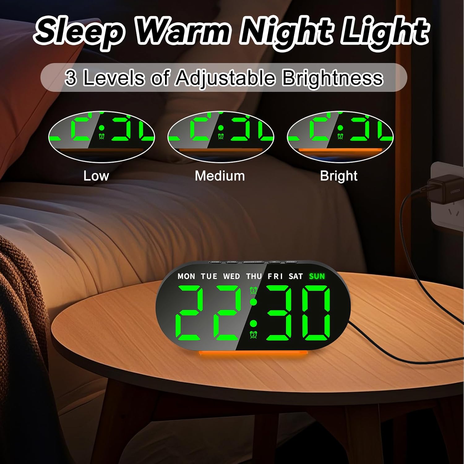 DTKID Digital Alarm Clock with Dual Alarms and Snooze