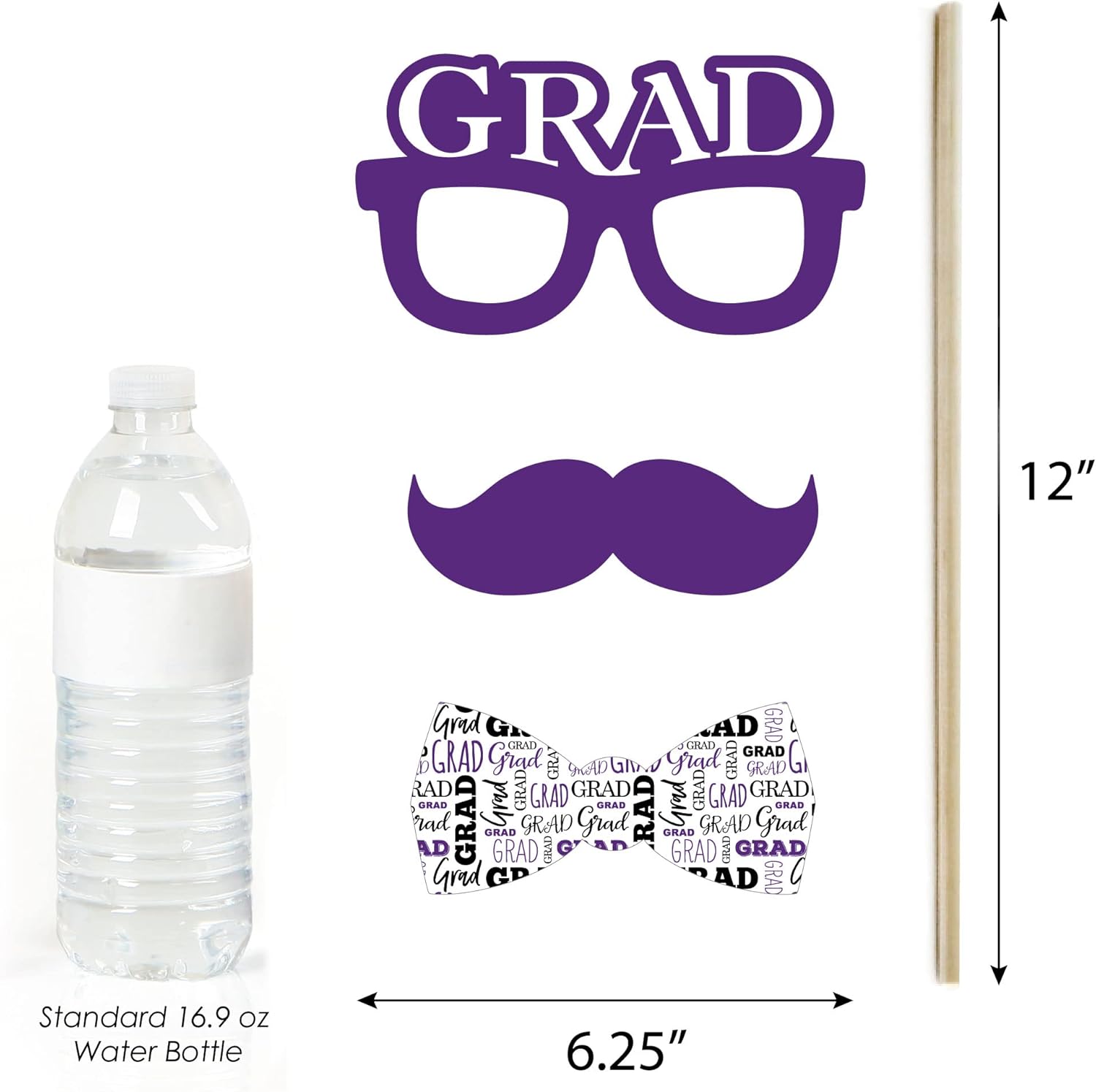 Big Dot of Happiness Graduation Props 2025 Purple 20-Pack