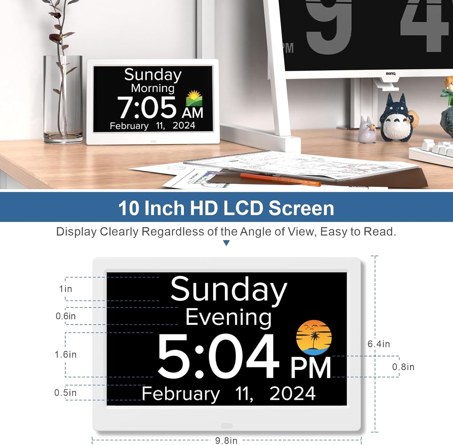 101 Inch Digital Dementia Alarm Clock for Seniors