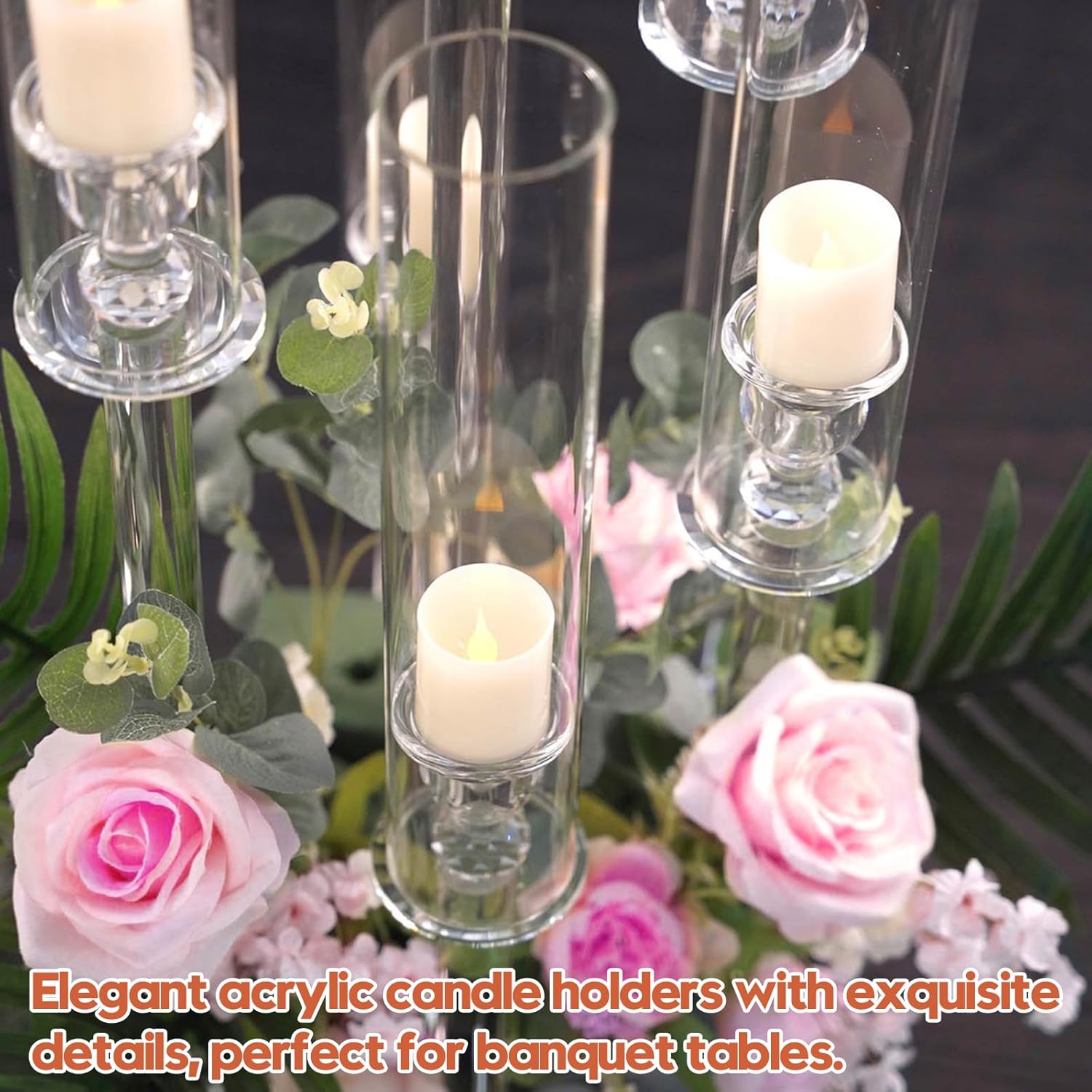 6 Set 3 Arm Clear Candelabra Candle Holder