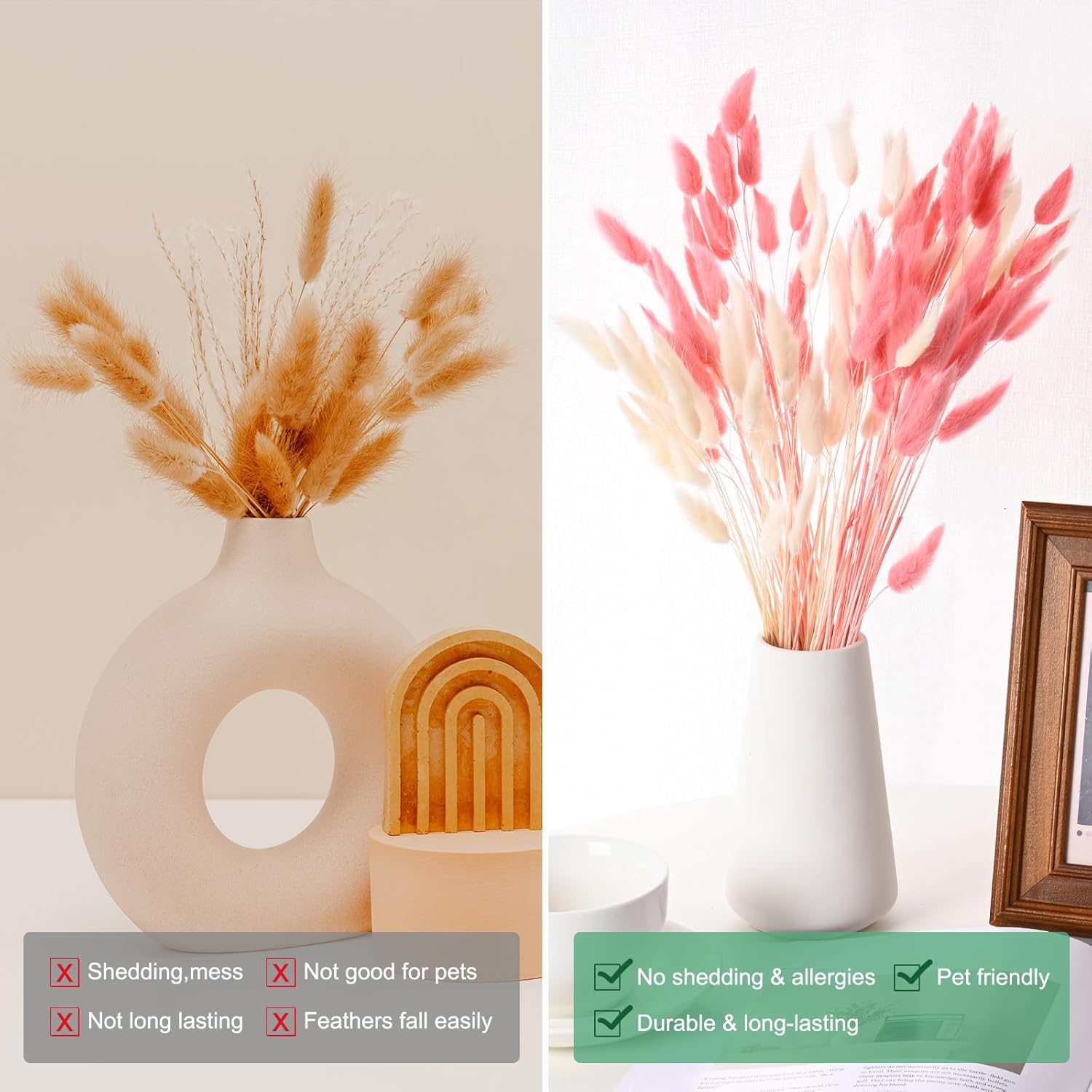 120-Pack Fluffy Bunny Tails Dried Grass Decor