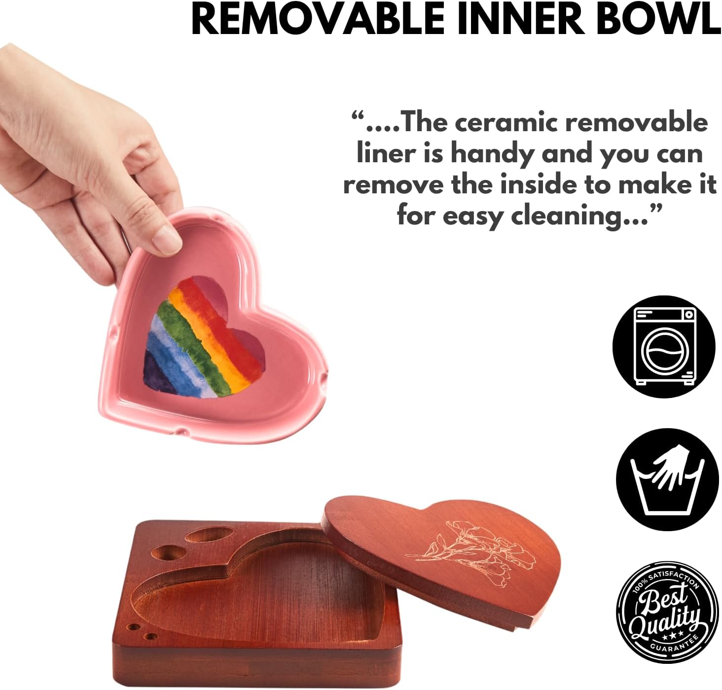 Cute Pink Heart Ceramic Ashtray with Lighter Holder