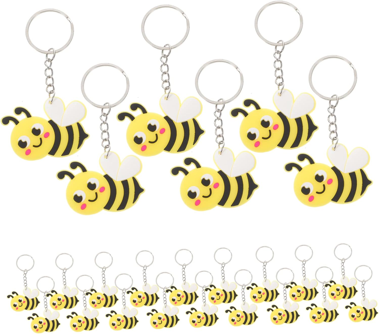 72 Pcs Cartoon Bee Metal Keychains Party Favors