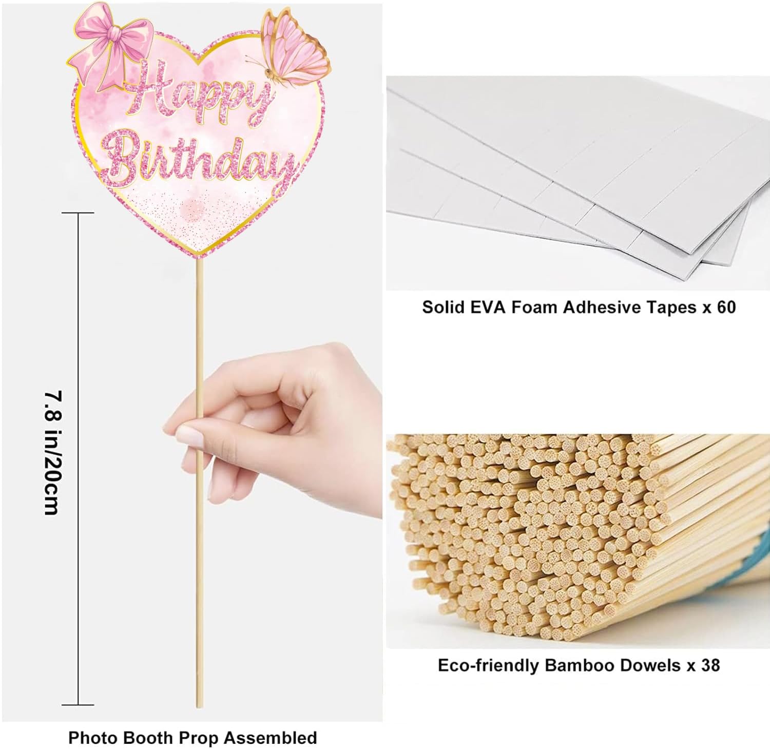Pink Bow Party Decorations Photo Booth Props for Girls