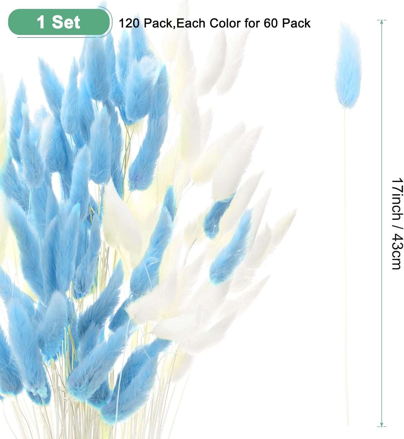 120-Pack Fluffy Bunny Tails Dried Grass Decor
