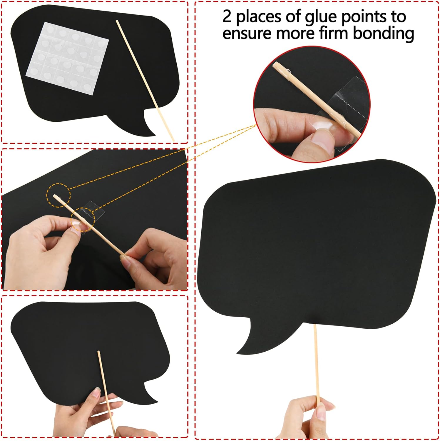 18pc Blank Photo Booth Props with Black Chalkboard Frame and Bubble Backdrop