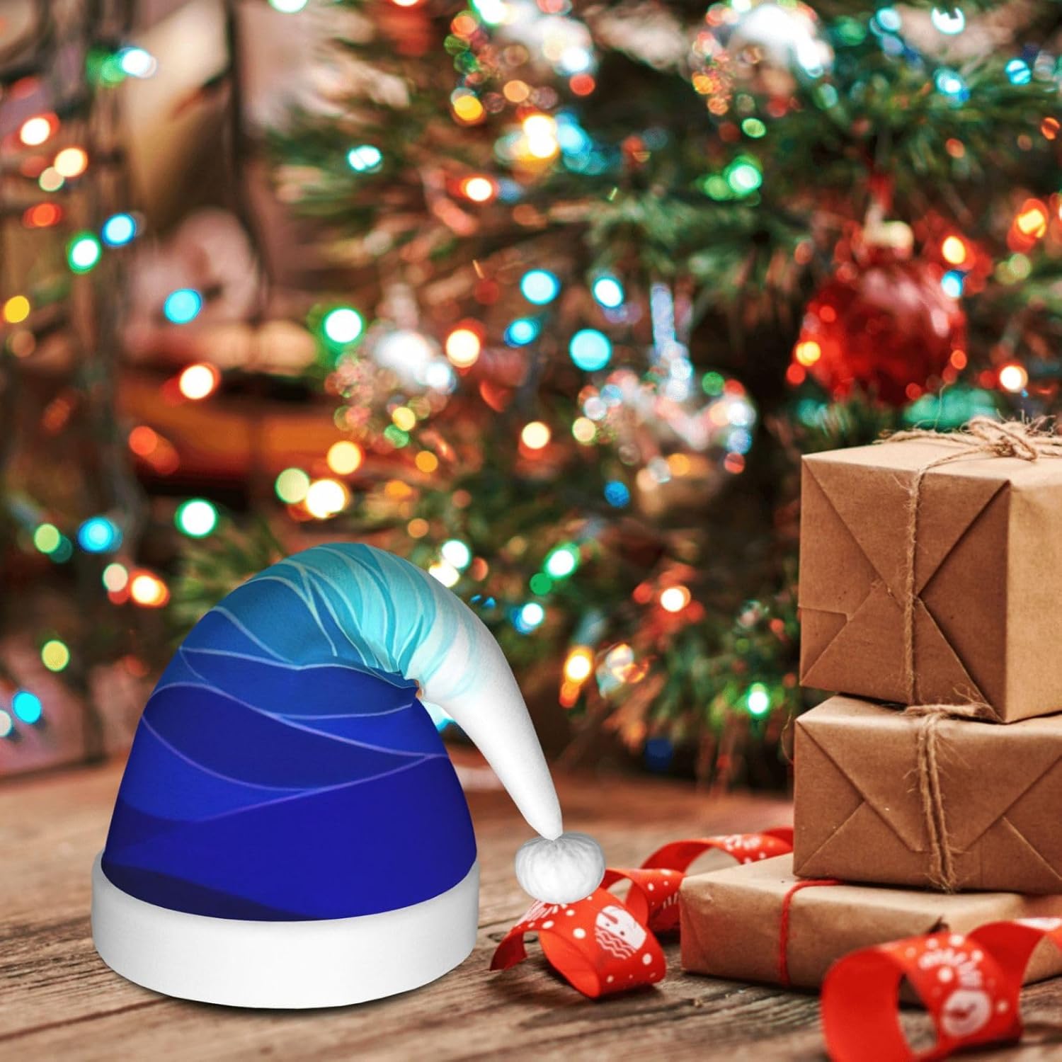 QinZheng Personalized Santa Hat with Ocean Waves Sailboat Design