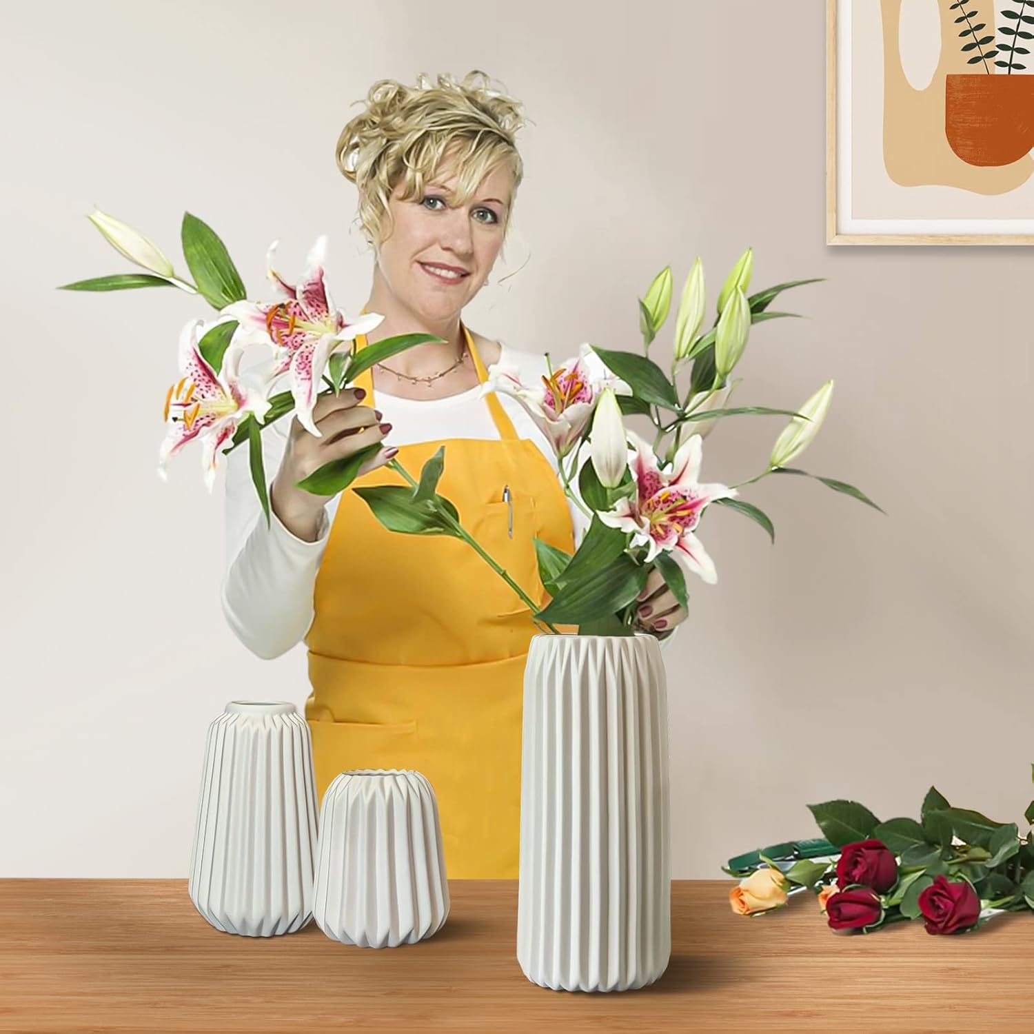 Modern Ceramic Vases Set of 3 for Home Decor