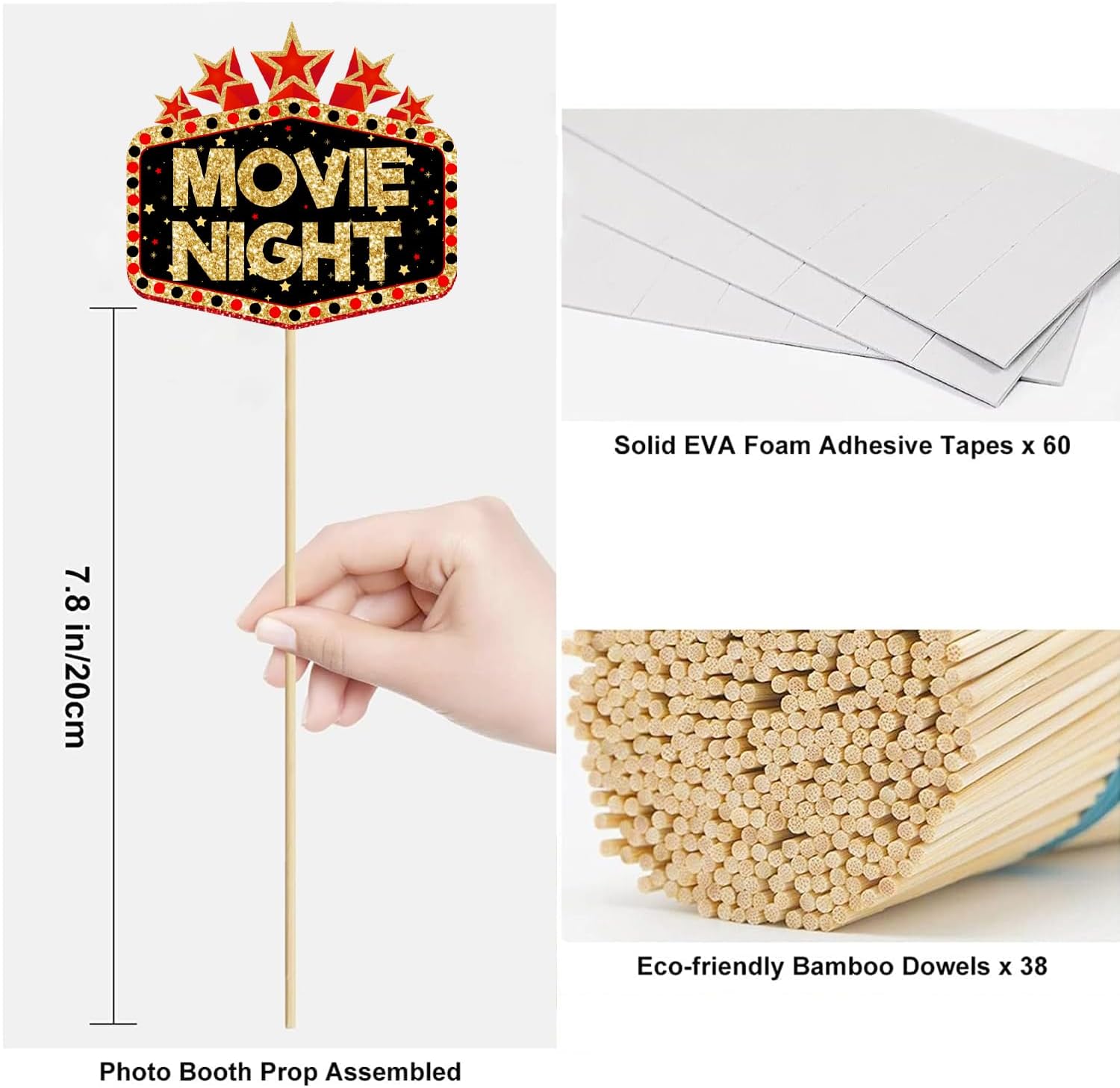Movie Night Photo Booth Props Hollywood Theme Decorations