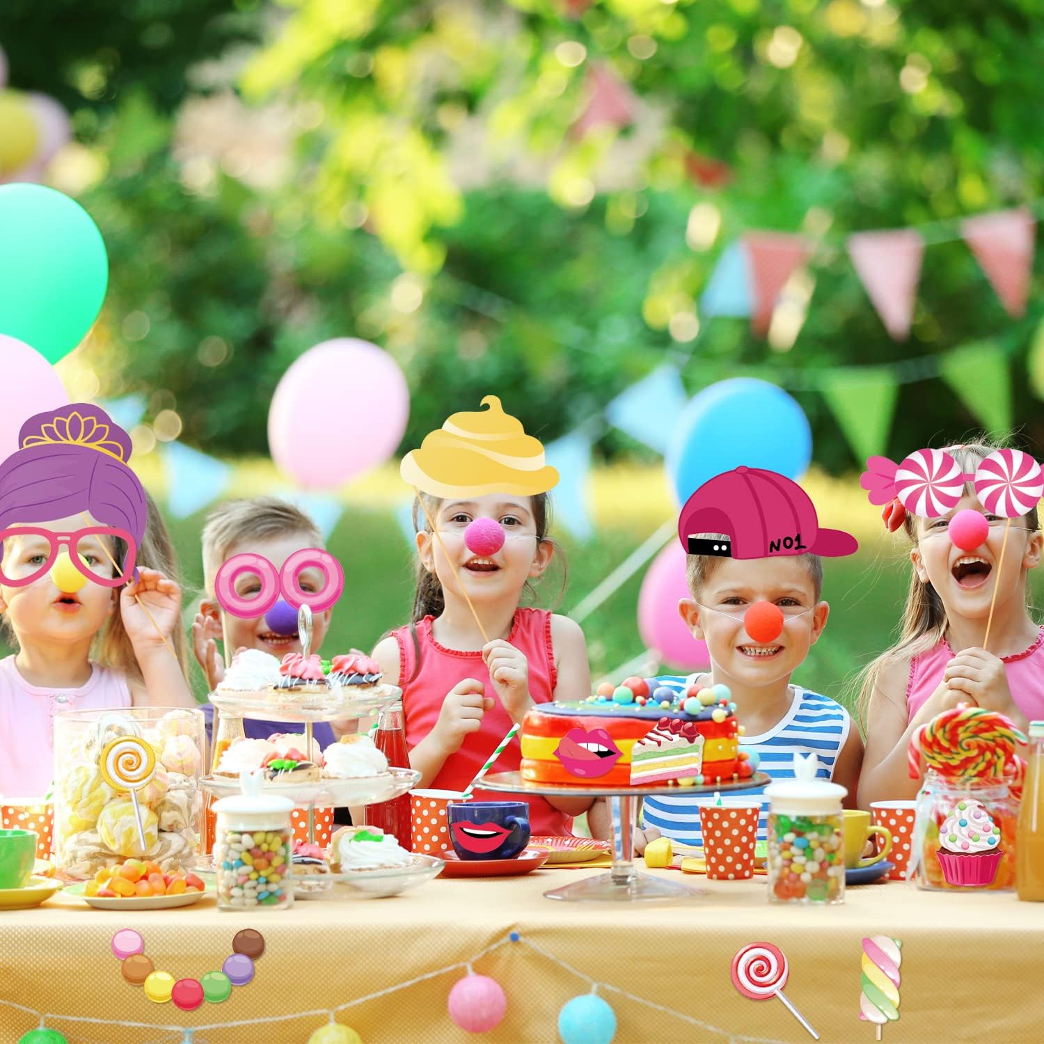 25 Pcs Candy Photo Booth Props with Stick