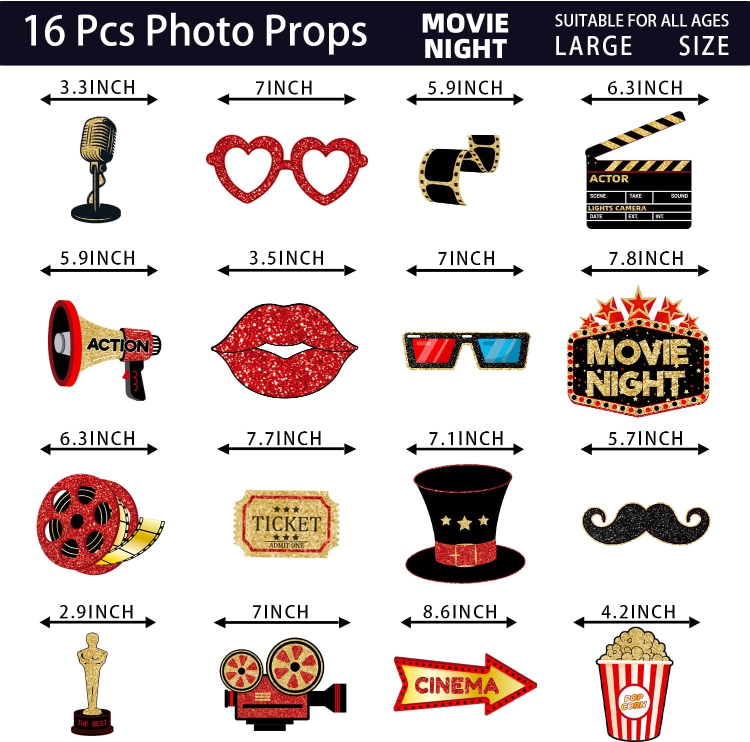 Movie Night Photo Booth Props Hollywood Theme Decorations