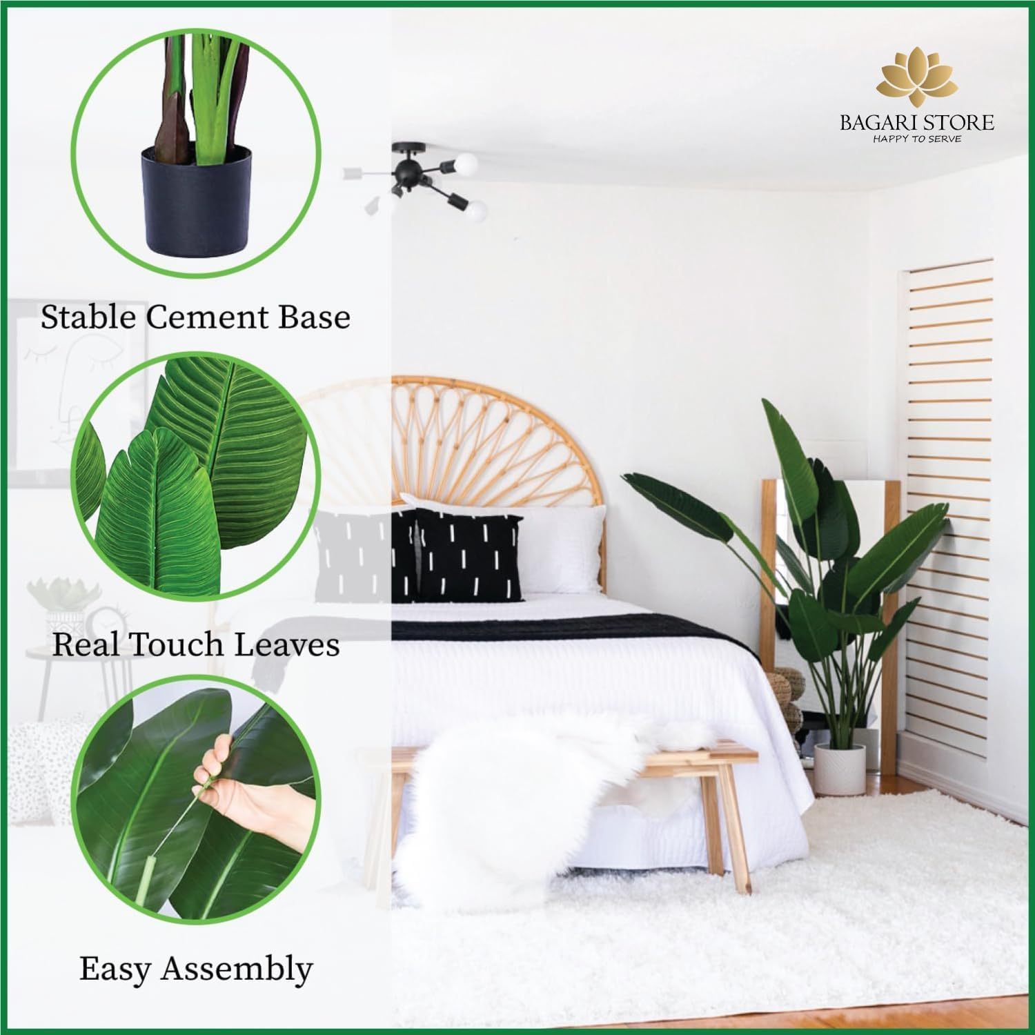 Bagari One 5 Foot Artificial Silk Bird of Paradise Tree Potted Plant
