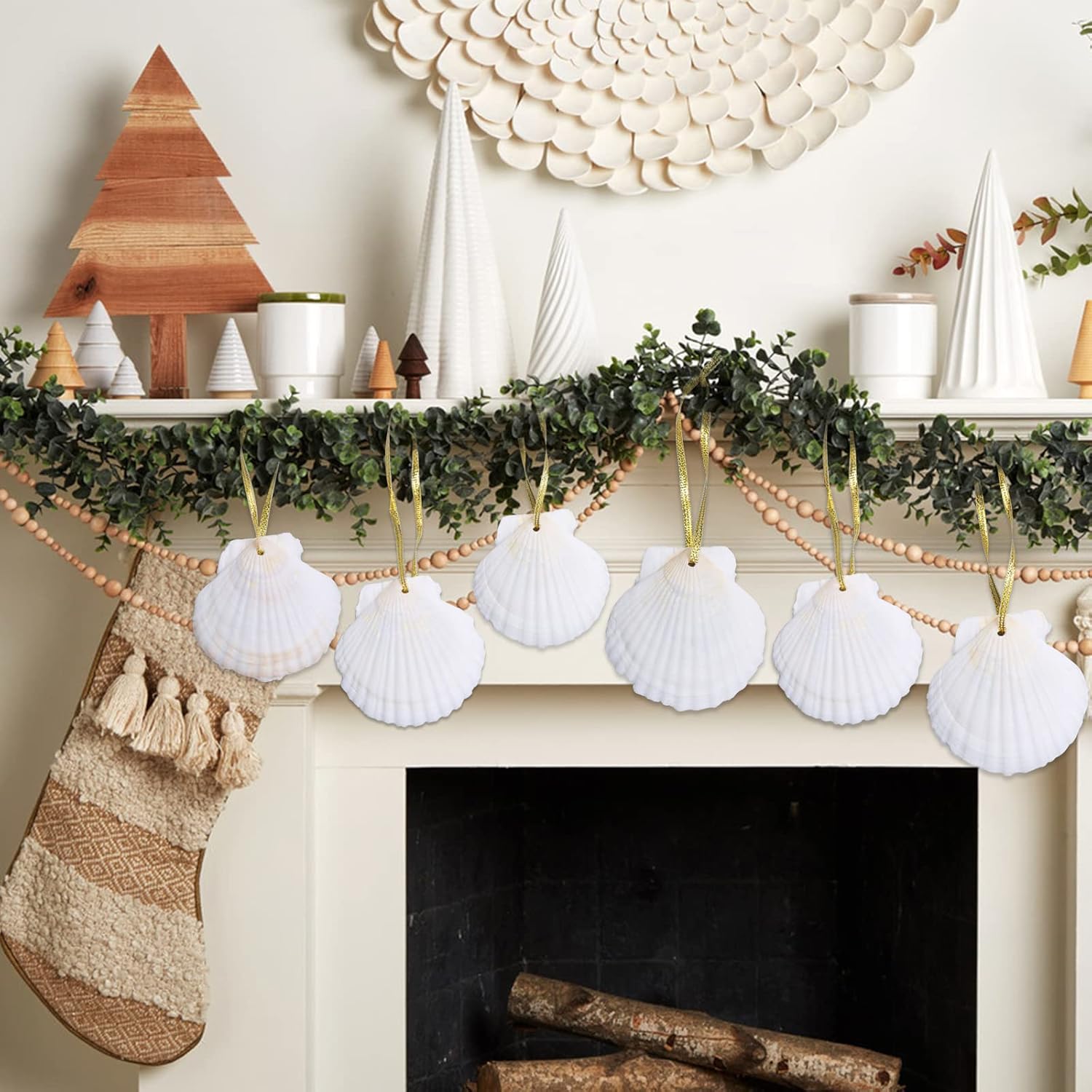 Natural White Seashells Crafting Set 24pcs for Christmas Decor