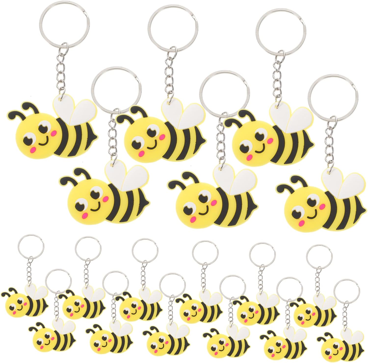 72 Pcs Cartoon Bee Metal Keychains Party Favors