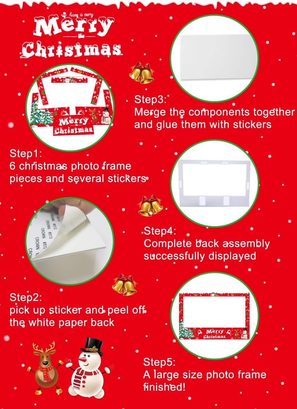 Christmas Photo Booth Frame with 6 Props