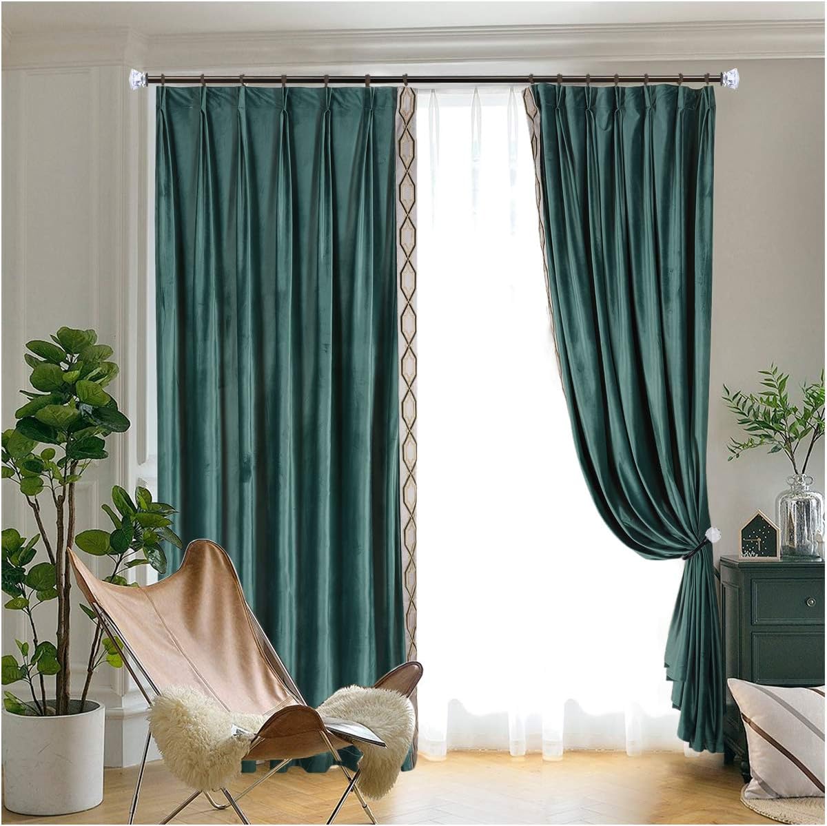 KAMANINA Black Acrylic Diamond Curtain Holdbacks 2 Pack
