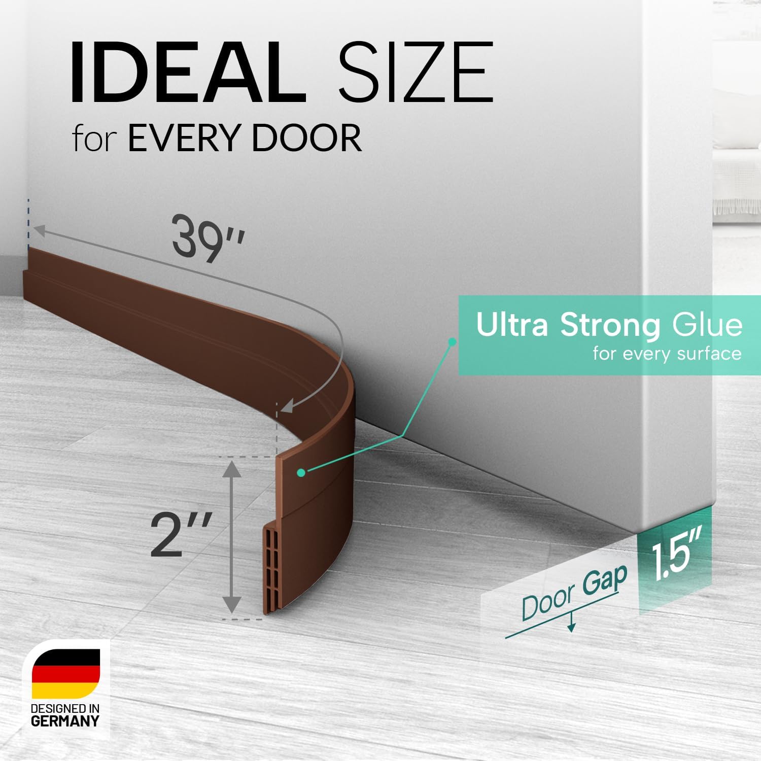 Vellure Door Draft Stopper - 2x39 Inch Brown Seal Strip