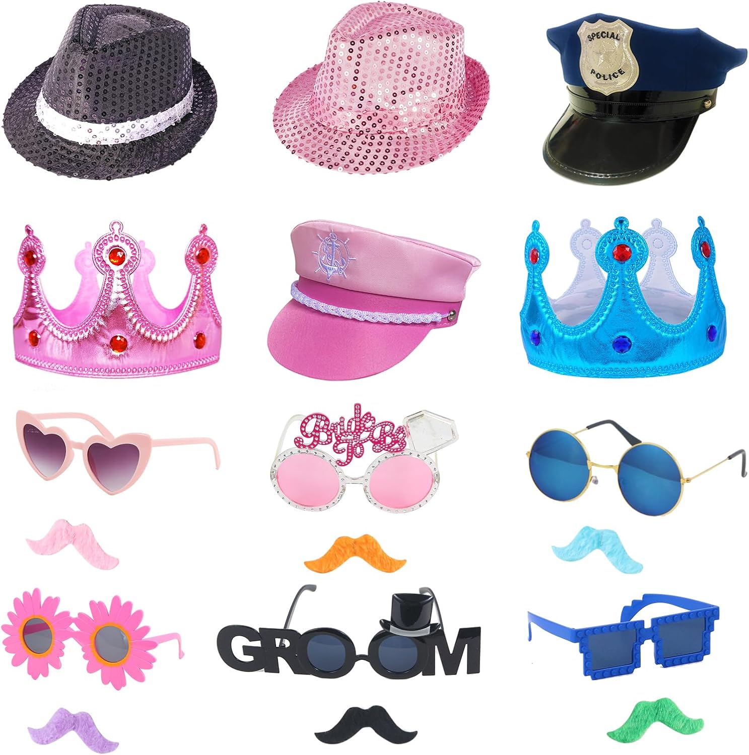 18 Pcs Fun Photo Booth Props Set for Adults