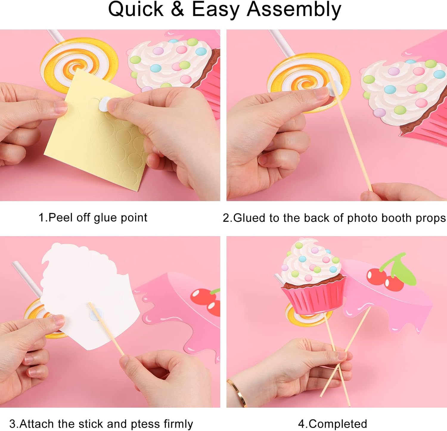 25 Pcs Candy Photo Booth Props with Stick