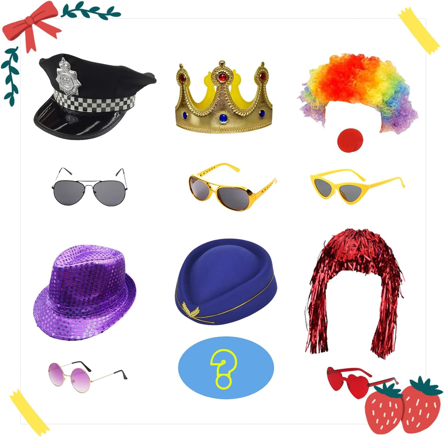 HEYTOP 21 Pcs Funny Photo Booth Props Set for Adults
