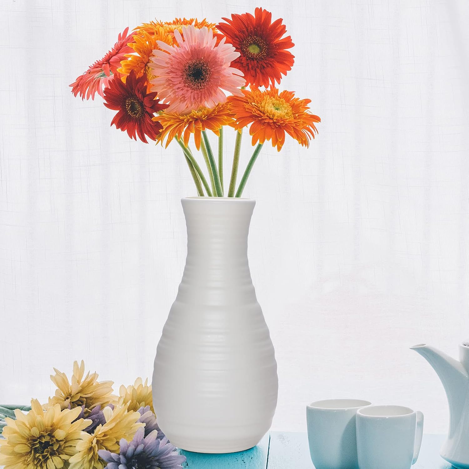 2 Pack Composite Plastics Flower Vase with Ceramic Look