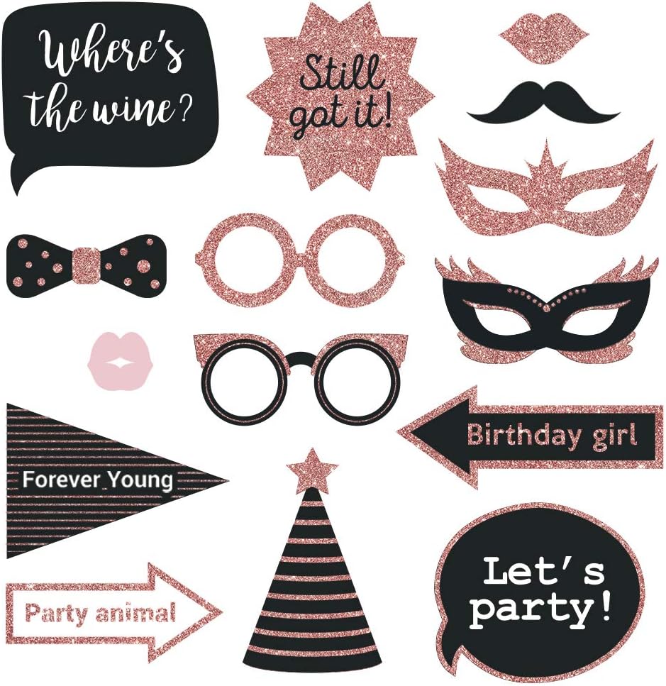 Fully Assembled Birthday Photo Booth Props 30 Piece Set