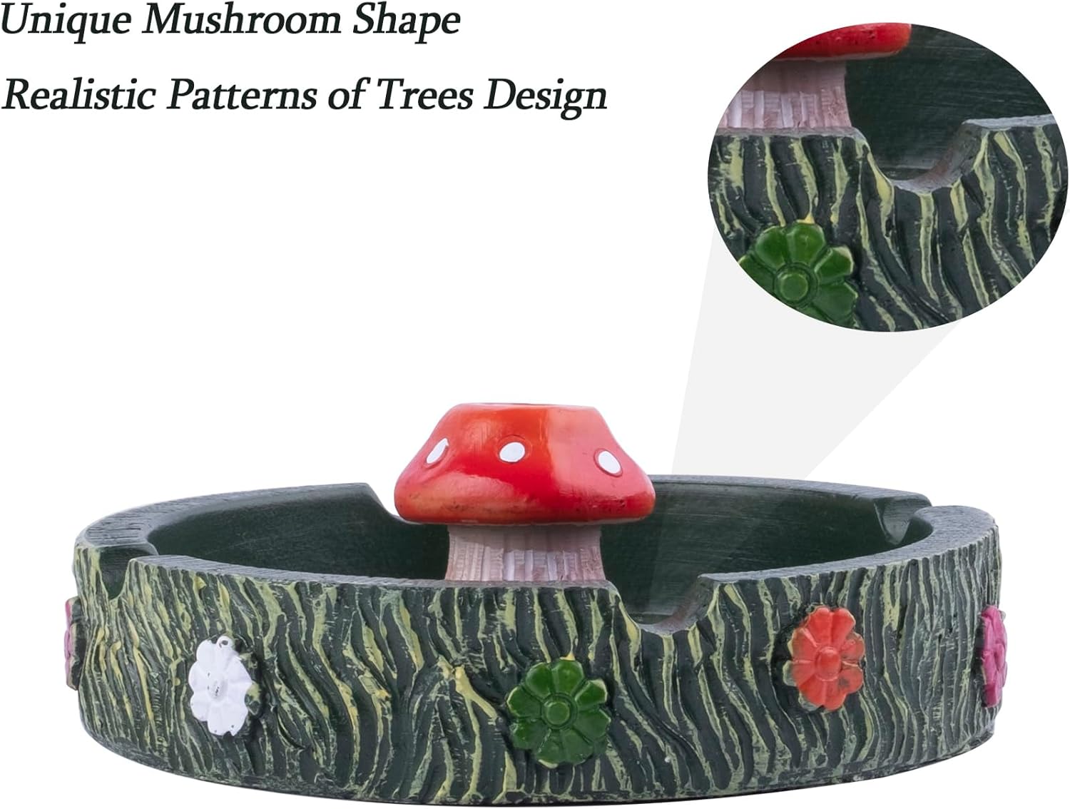 Cute Mushroom Resin Ashtray for Cigarettes Green Design