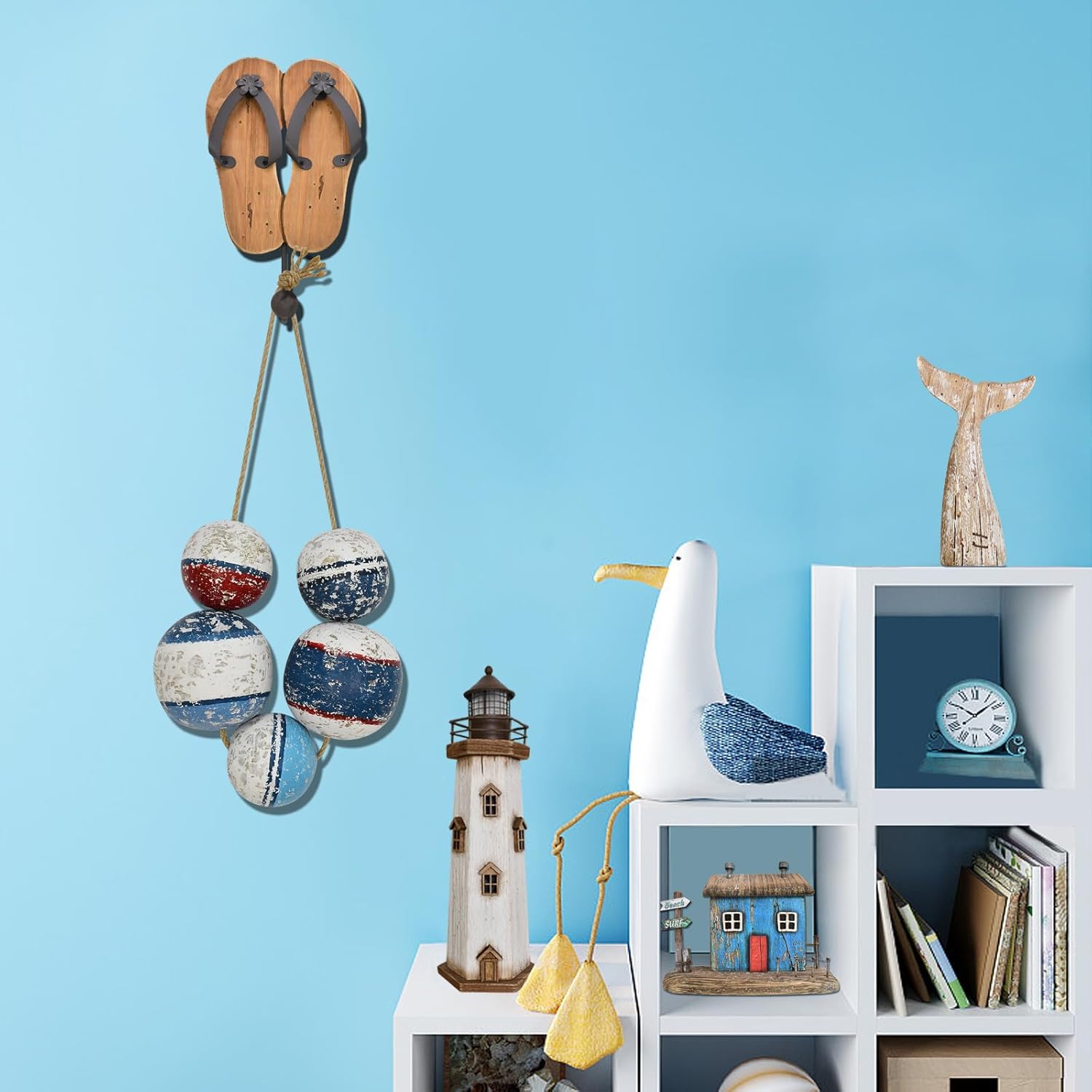 Veclotch Large Wooden Buoy Wall Decor Nautical Design