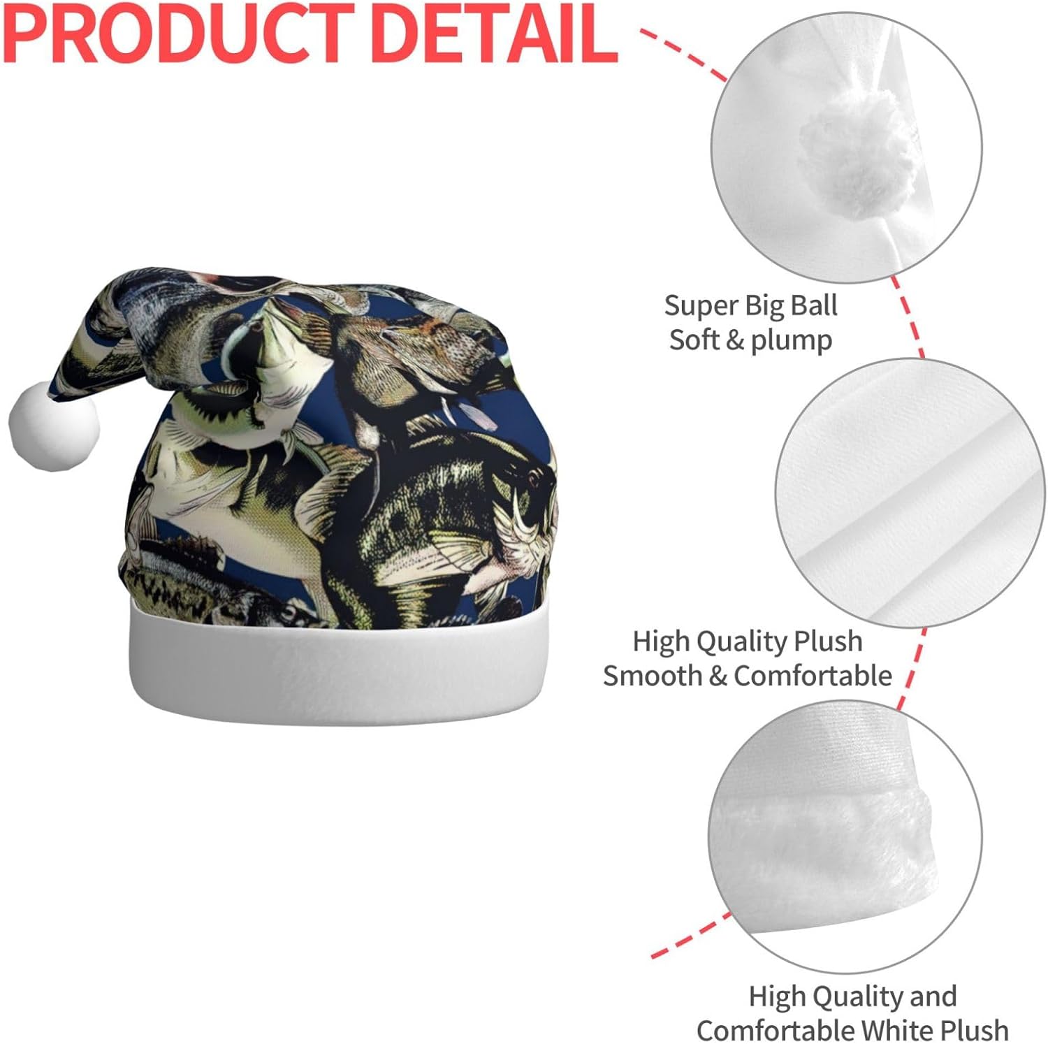 QinZheng Personalized Santa Hat with Fish Print