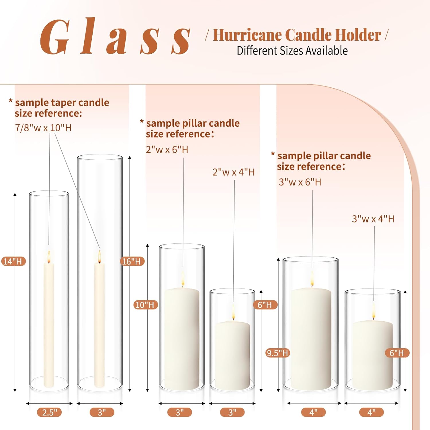 Showgeous 6 Piece Hurricane Candle Holder Set