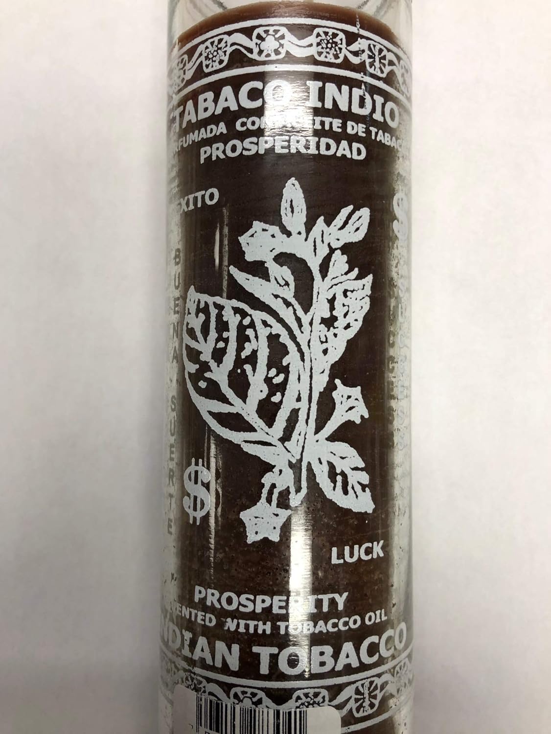Indian Tobacco Scented Brown Pillar Candle in Glass 1