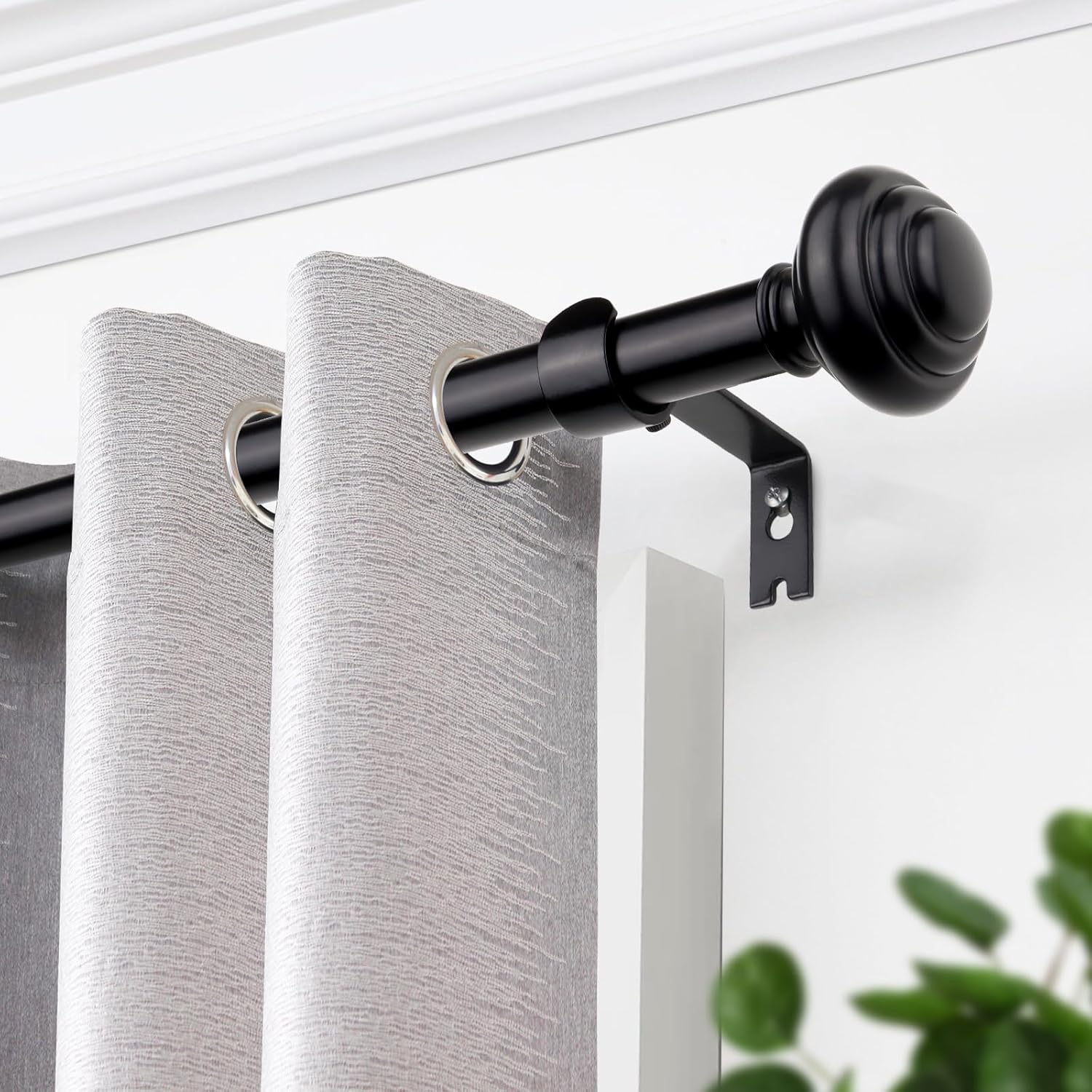 KAMANINA Black Curtain Rods 48-84 Inches Heavy Duty