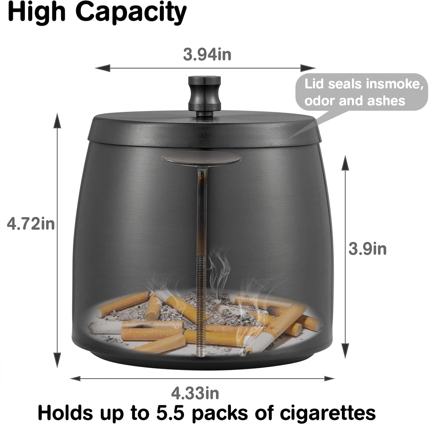 Yangbaga XL Windproof Ashtray with Lid for Cigarettes