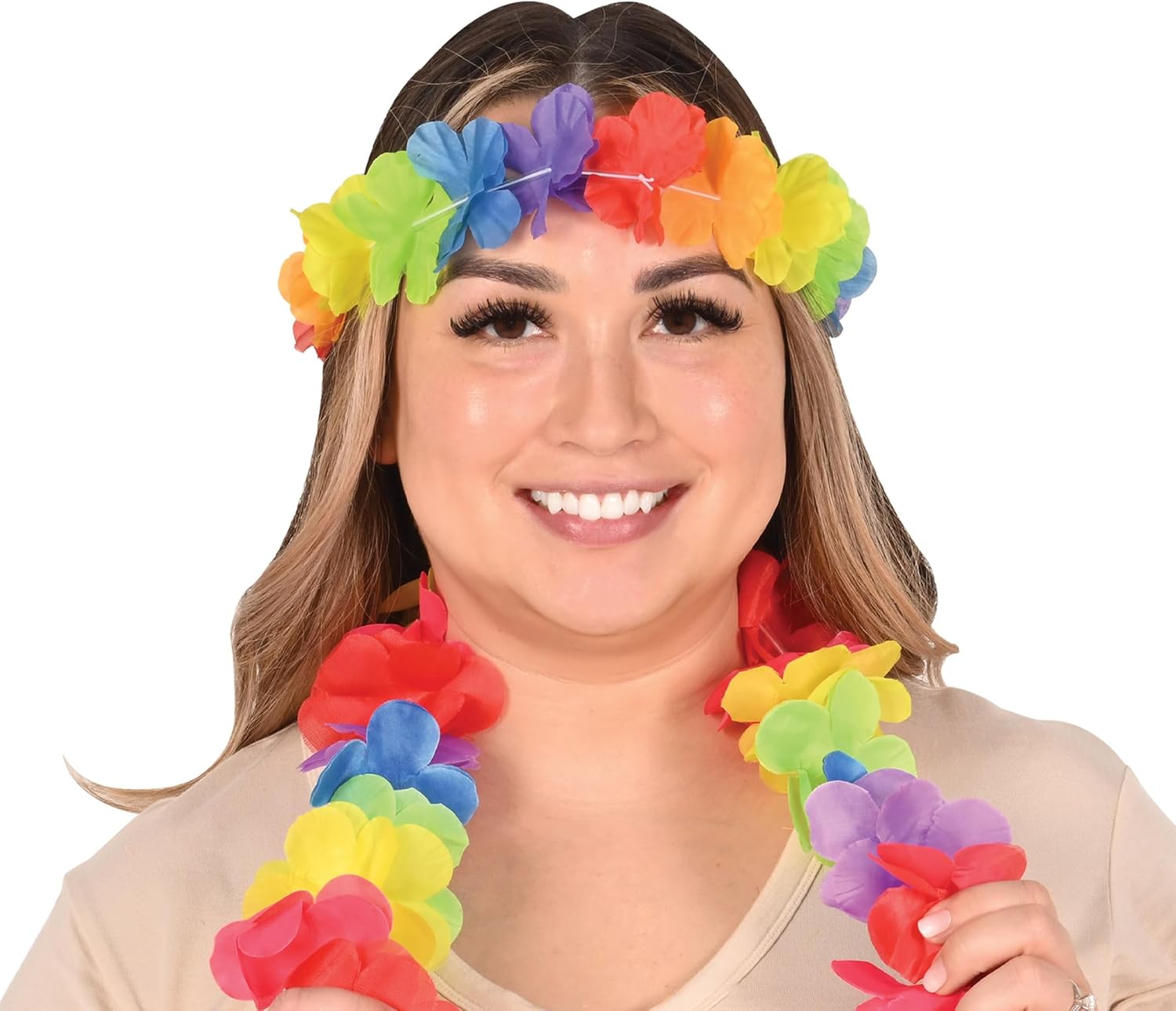 Beistle 6-Piece Rainbow Floral Headband Set 20 Inch