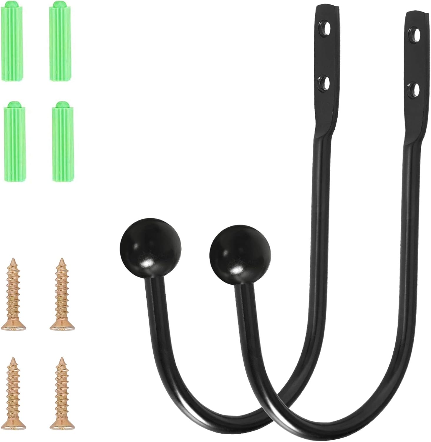 HEMOUR Curtain Holdback 4 Pcs Wall Mounted Drapery Tiebacks Black